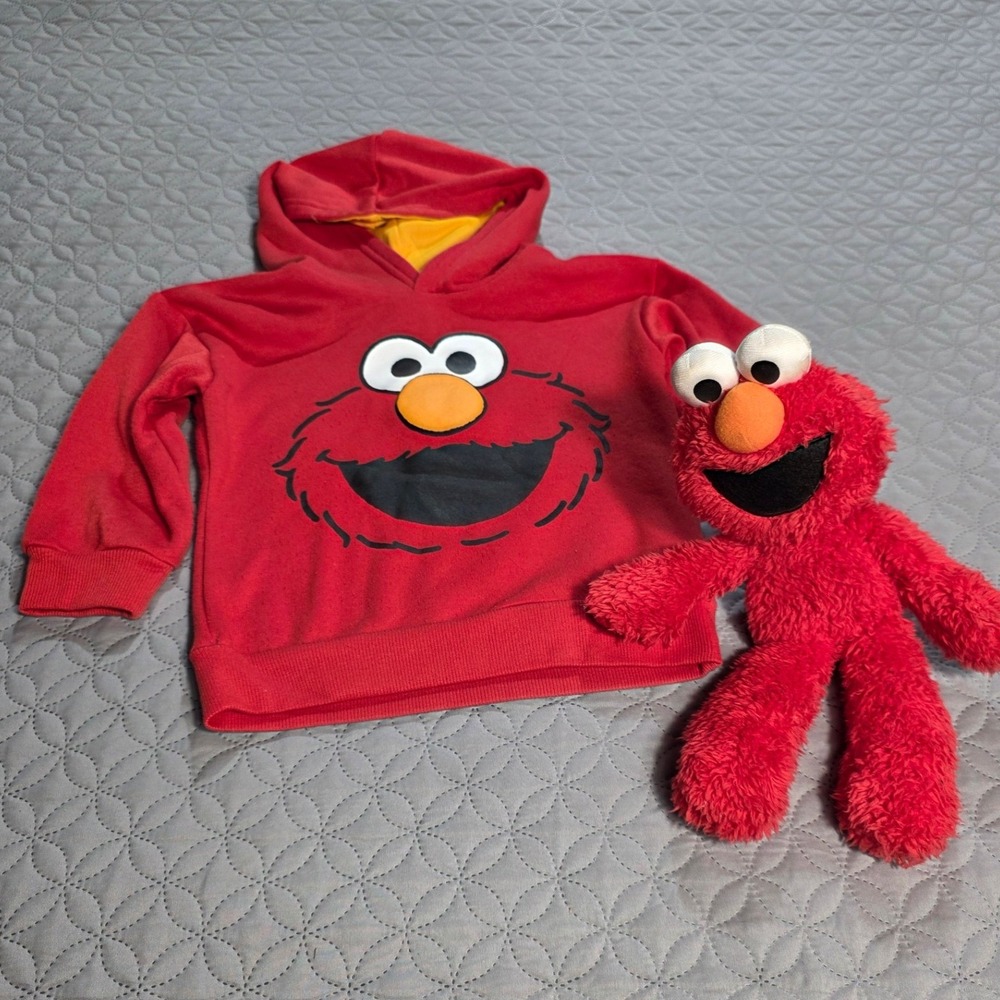 Sesame‎ Street Elmo Red Graphic Fleece Pullover Hoodie Kids Size 2T/ElmoPlush - Picture 4 of 9